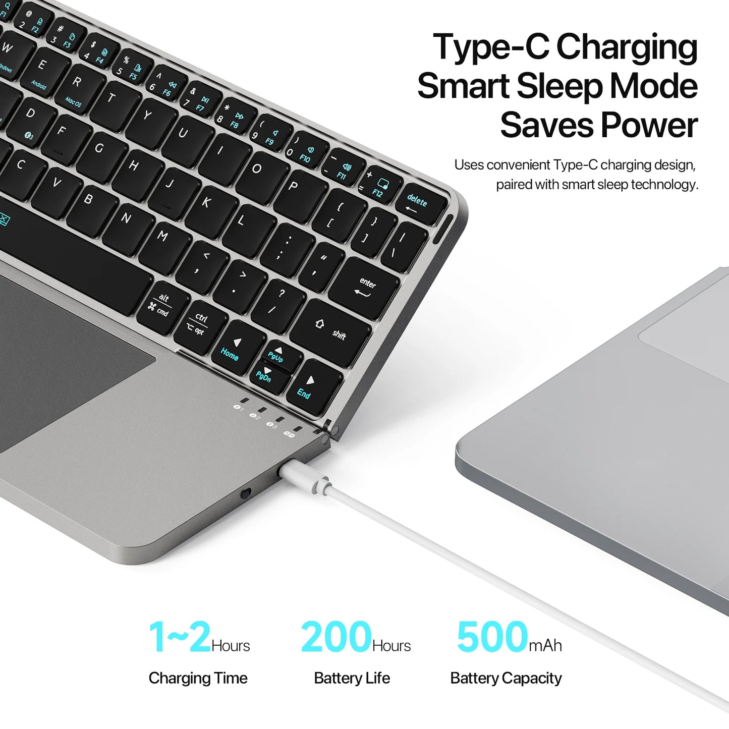 Foldable Bluetooth Touchpad Keyboard